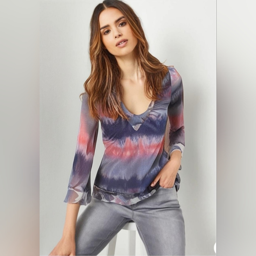 Sweet Pea By Stacy Frati Pink Tie Dye Top